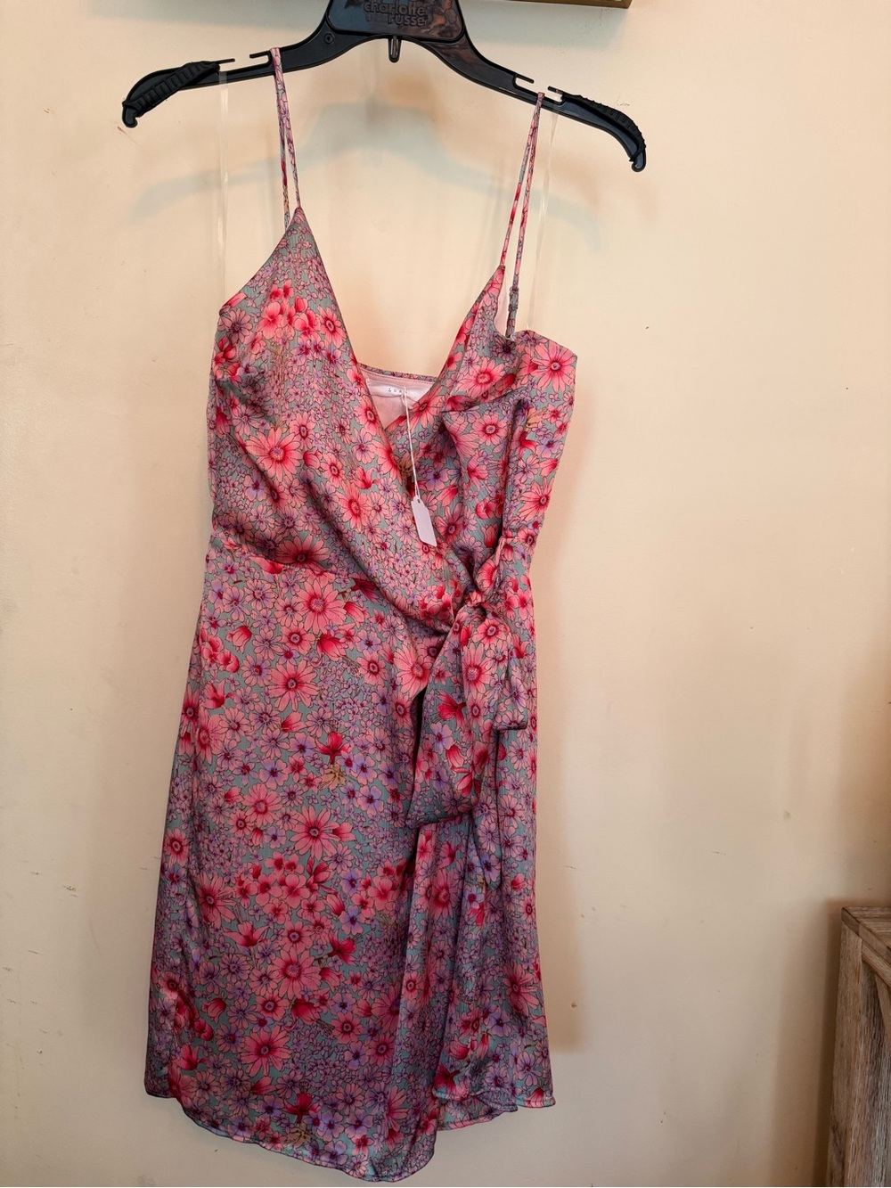 Lush Pink Floral Wrap Mini Dress